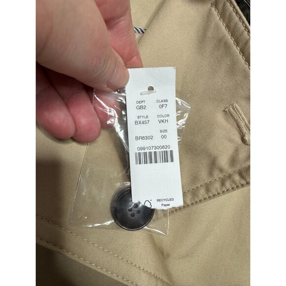 J.Crew 00 Double Breasted Rylee Trench Coat Tan Khaki Belted Cotton NWT - Picture 9 of 16